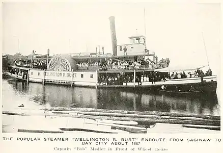 The popular side-wheeler paddle steamer Wellington R. Burt c. 1887