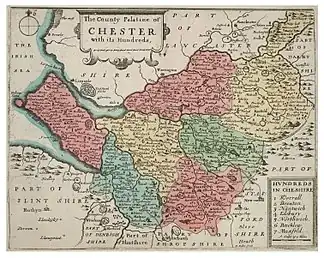 17th-century map of Cheshire, by Wenceslaus Hollar