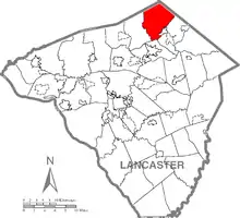 Location of West Cocalico Township in Lancaster County, Pennsylvania