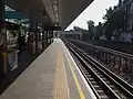 West Hampstead tube station westbound platform looking east, 1 September 2008.