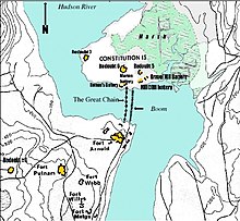 Map of West Point fortifications from 1775 to 1783 showing the island and vicinity