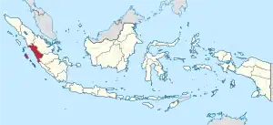 Location of West Sumatra (red) in Indonesia (beige).