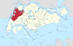 Location of Western Water Catchment in Singapore