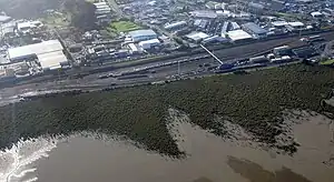 A look over the still mostly industrialised Westfield area, with the Railway yards in the front.