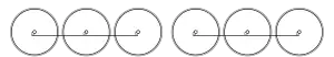 Diagram of six driving wheels in two trios, each trio joined by coupling rods