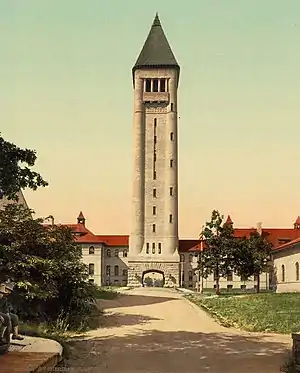 Image 32The water tower and barracks complex at Fort Sheridan in 1898. The principal buildings of the fort were built between 1889 and 1910 by the firm Holabird & Roche. Image credit: Detroit Photographic Co.; Bathgems (upload) (from Portal:Illinois/Selected picture)