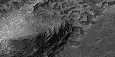 Layers in Crommelin Crater, as seen by HiRISE under HiWish program Location is Oxia Palus quadrangle.