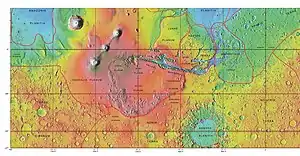 MOLA map showing boundaries for Argyre Planitia and other regions