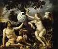 Détournement of Jacob Jordaens' The Fall of Man, made using GIMP.