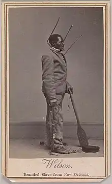 Wilson Chinn, a branded slave from Louisiana—Also exhibiting instruments of torture used to punish slaves