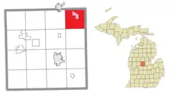 Location within Isabella County (red) and the administered CDP of Loomis (pink)