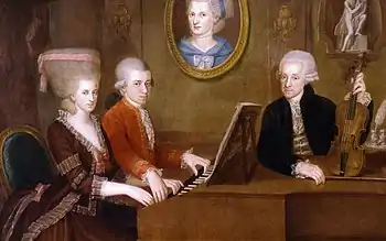 Image 28The Mozart family c. 1780. The portrait on the wall is of Mozart's mother. (from Classical period (music))