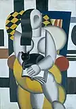 Fernand Léger:  Woman with a Cat (1921) (1 of 2 versions, 97.5 x 70.5 x 5.5 cm)