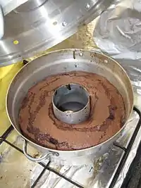 A brownie cake baked in a Wonder Pot