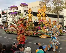 Image 36Wonderful Indonesia floral float, depicting wayang golek wooden puppet in Pasadena Rose Parade 2013. (from Tourism in Indonesia)