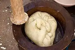 Wooden pestle and mortar for pounding fufu