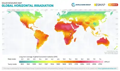 Image 34Global map of horizontal irradiation (from Solar energy)