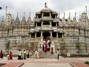 Worshipers leaving the temple at Ranakpur