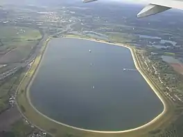 Aerial view of reservoir