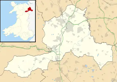 Wrexham County Borough shown within Wales