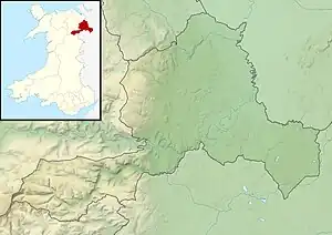 Map showing the location of Cae Llwyd Reservoir in Wrexham County Borough