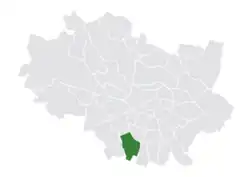 Location of the district within Wrocław