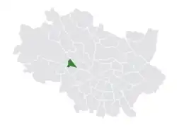 Location of Kuźniki within Wrocław