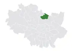 Location of the district within Wrocław