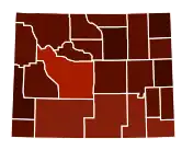 Image 10Map of counties in Wyoming by racial plurality, per the 2020 U.S. census
Legend

 

Non-Hispanic White  60–70%  70–80%  80–90%  90%+ 

 (from Wyoming)