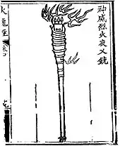 An 'awe-inspiring fierce-fire yaksha gun' (shen wei lie huo ye cha chong) as depicted in the Huolongjing.