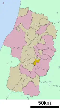 Location of Yamanobe in Yamagata Prefecture