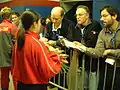 (2002) – Speed Skating World Cup – Montreal – Yang Yang answering questions from journalists.