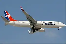 A Yemenia Boeing 737-800 in Dubai.