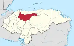 Location of Yoro in Honduras