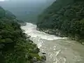 Yoshino River, in Oboke Koboke (looking east), after typhoon No.9, 2009