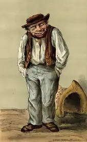 Colour drawing of Zé Povinho, 1882