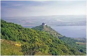 Děvičky Castle ruins over Nové Mlýny Reservoir