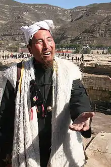 Man wearing a zamarra, a sheepskin coat traditionally worn by Basque shepherds