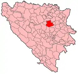 Location of Zavidovići municipality (općina) within Bosnia and Herzegovina.