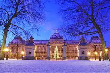 The Royal Palace viewed from Brussels Park during winter