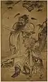 A 17th-century painting by Lu Xue, depicting Zhong Kui with demons