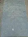 Memorial stone for Suster Bertken near her demolished cell with a map indicating the location in the Buurkerk church. Choorstraat, Utrecht, the Netherlands.