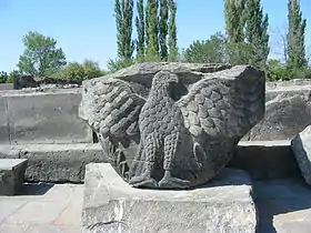 Ruins of Zvartnots. One of the eagle capitals