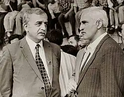 Image 44Leaders of Georgian independence movement in late 1980s, Zviad Gamsakhurdia (left) and Merab Kostava (right) (from History of Georgia (country))