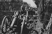 A Obusier de 155 mm C on the road along the Somme Canal 10 July 1917.