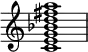 
{
\override Score.TimeSignature #'stencil = ##f
\relative c' {
   \clef treble
   \time 4/4
   \key c \major
   <c e g bes d fis a>1
} }
