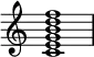  {
\override Score.TimeSignature #'stencil = ##f
\relative c' { 
  \clef treble \time 4/4
  <c e g b d f>1
} }
