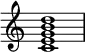  {
\override Score.TimeSignature #'stencil = ##f
\relative c' { 
  \clef treble \time 4/4
  <c e g b d>1
} }
