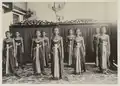 Srimpi dancers in traditional costume in 1900