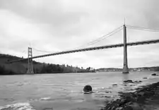 The Waldo–Hancock Bridge, Ft. Knox, and Bucksport, Maine, seen from Verona Island (1994)